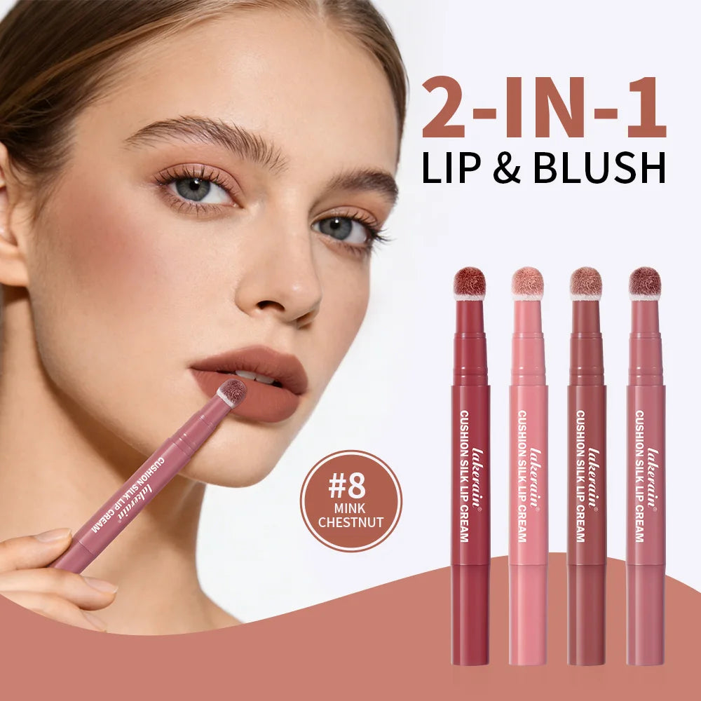 Air Cushion Lip Cream Waterproof Matte Lip and Blush for Daily Makeup and Travel