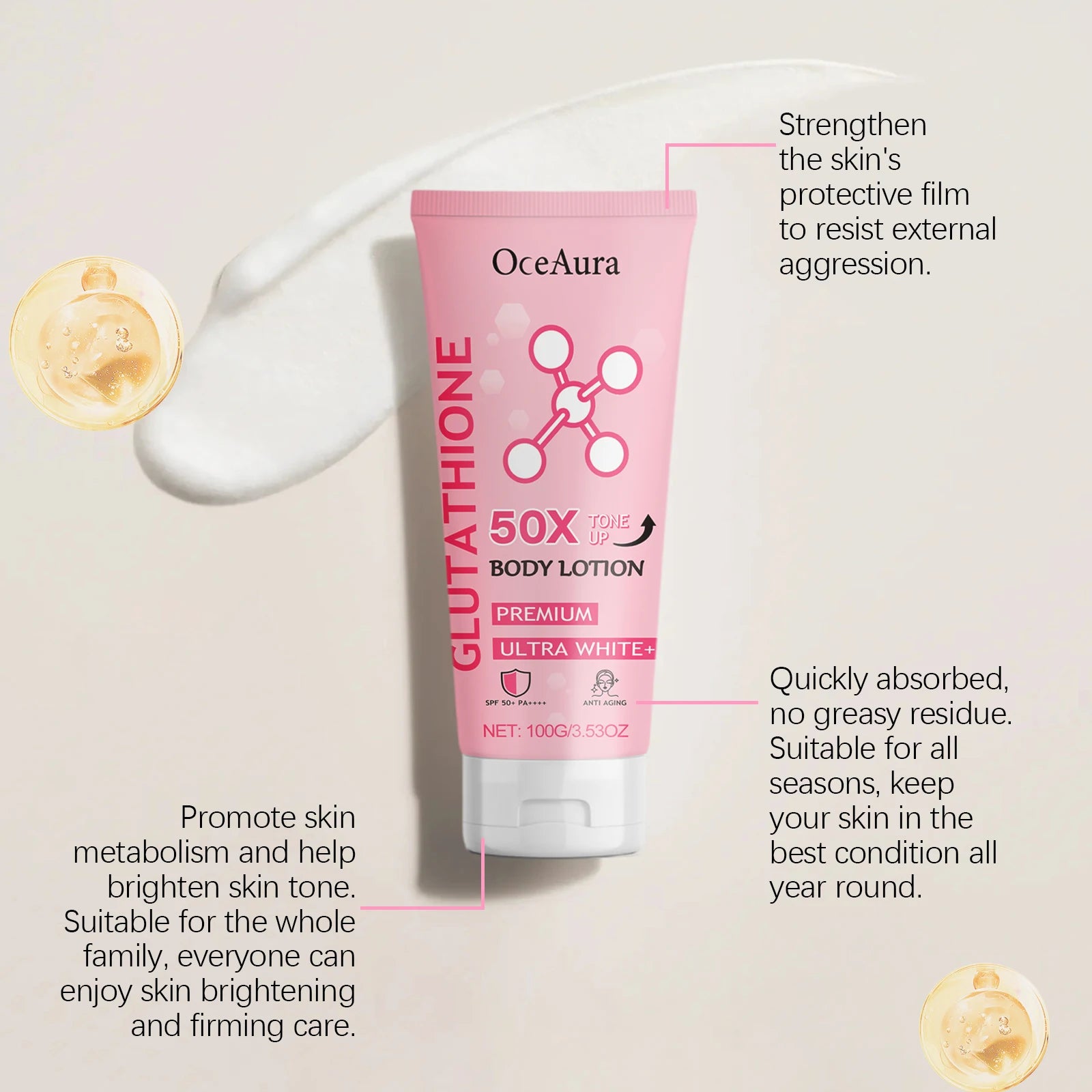 Arbutin Lightening Body Lotion Moisturizing Cream for Glowing Skin Daily Hydration Care - 14