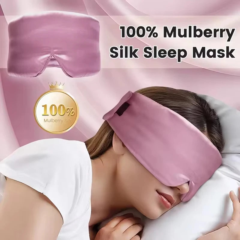 Silk Sleep Mask Blackout Eye Cover Adjustable Soft Sleeping Aid for Women Traveling and Naps - 5