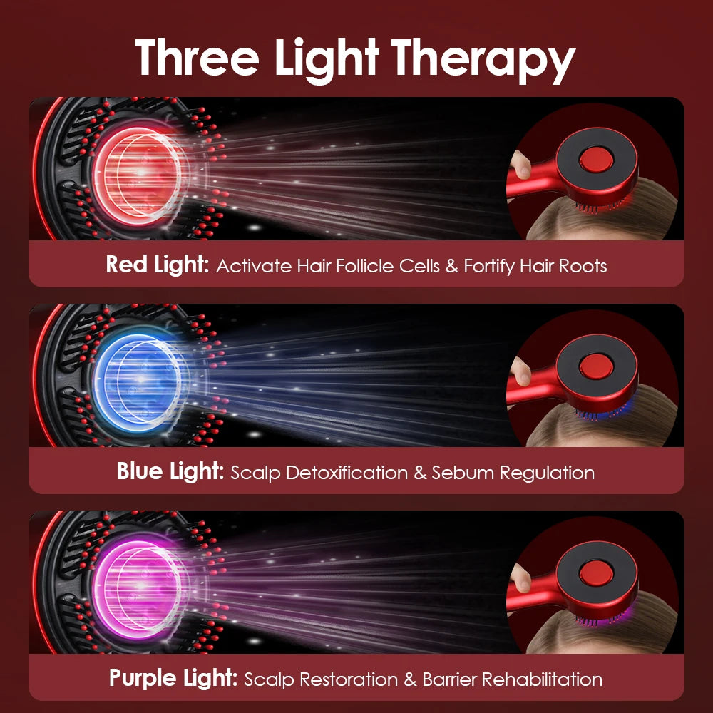 Electric Scalp Massage Comb LED Therapy Hair Growth Serum Applicator for Men and Women Home
