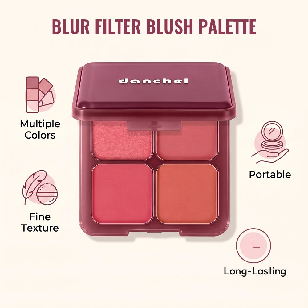 Blur Filter Blush Palette Matte Shimmer Powder for Natural Daily Cheek Makeup Routine