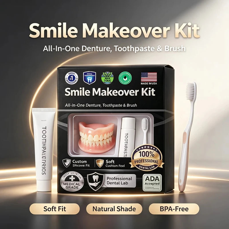 Moldable Silicone Denture Set Natural Ivory False Teeth for Instant Smile Improvement - 1