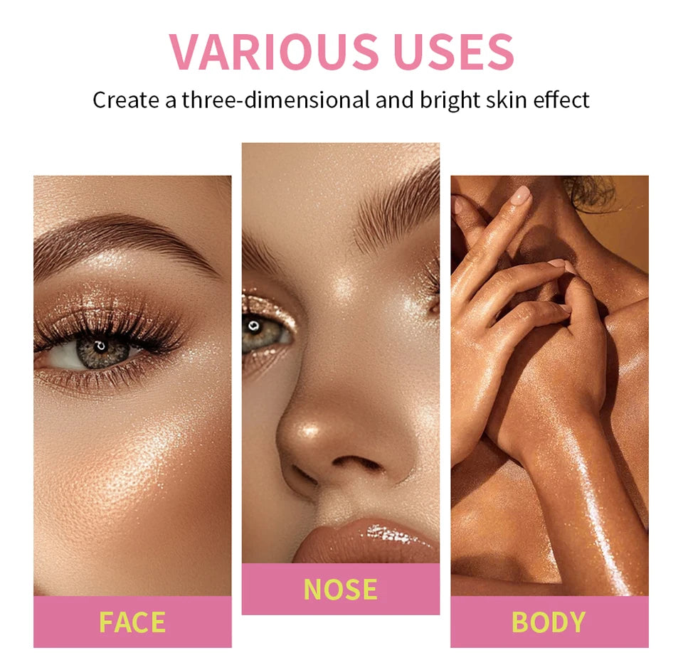 Cream Highlighter Palette Long Lasting Bronzer Blush for Professional Makeup Artists - 13