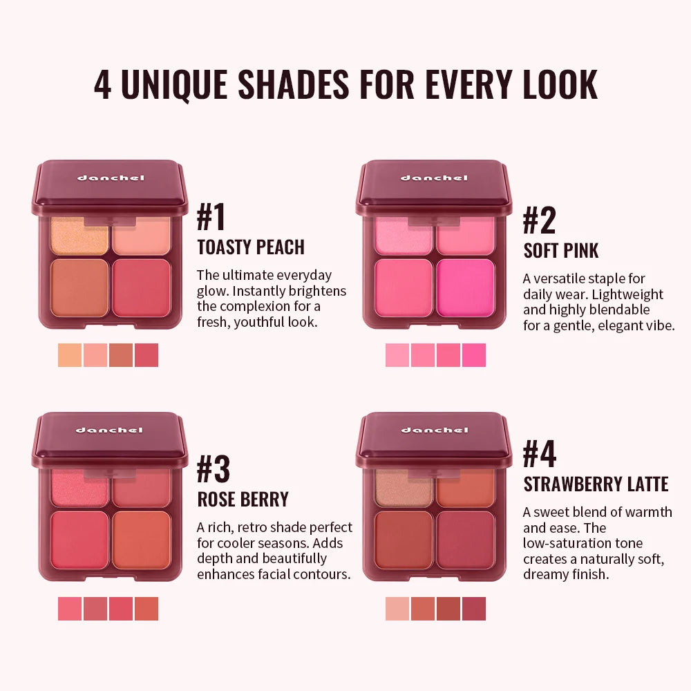 Blur Filter Blush Palette Matte Shimmer Powder for Natural Daily Cheek Makeup Routine