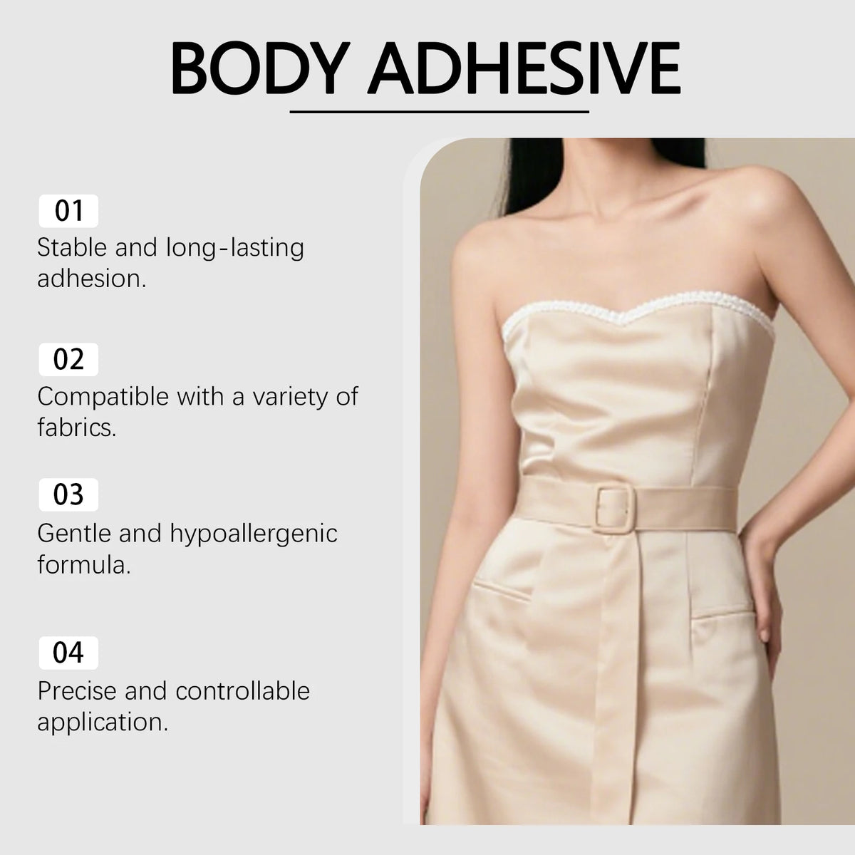 Body Adhesive for Clothing Sweatproof Invisible Hold for Daily Wear and Special Occasions