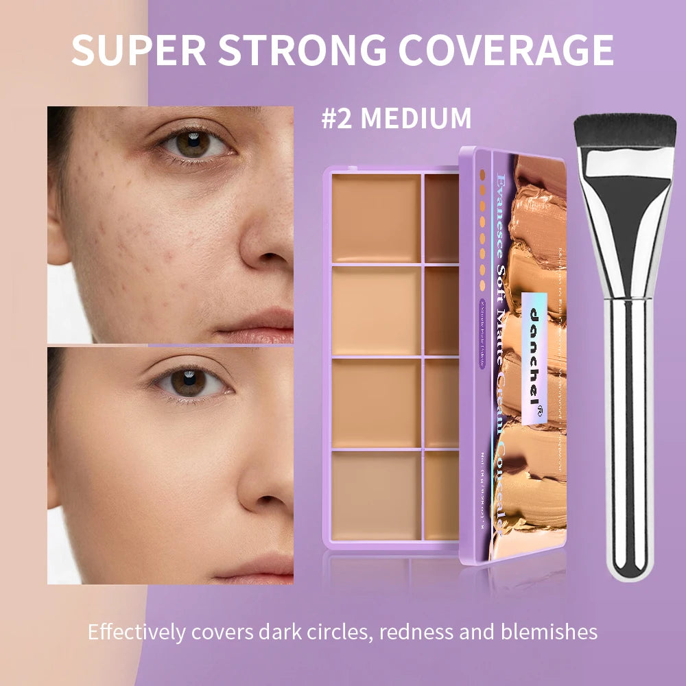 8 Shade Cream Concealer Palette Soft Matte Contour for All Skin Types Daily - 21
