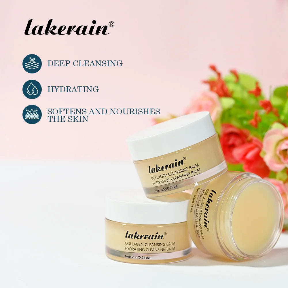 Collagen Cleansing Balm Deep Pore Makeup Remover for Daily Facial Care and Hydrated Skin Glow