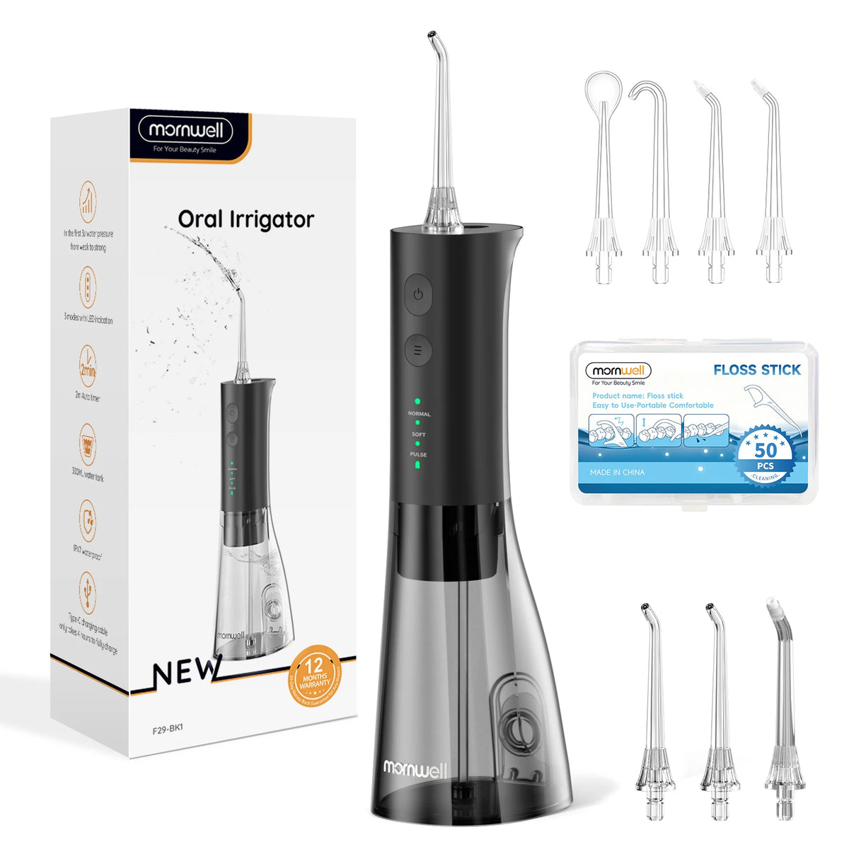 Portable Water Flosser Rechargeable Oral Irrigator for Adults at Home or Travel