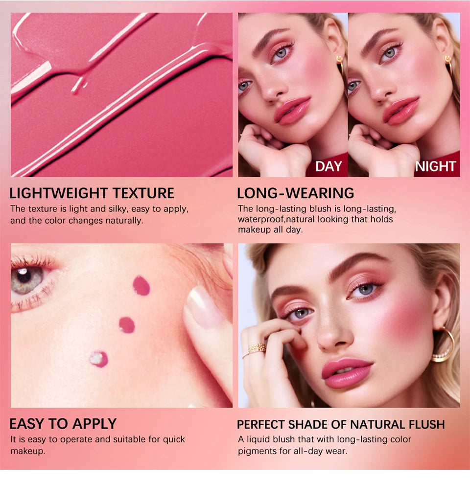 Beauty Liquid Blush Highly Pigmented Long Lasting Tint for Everyday Face Makeup - 11