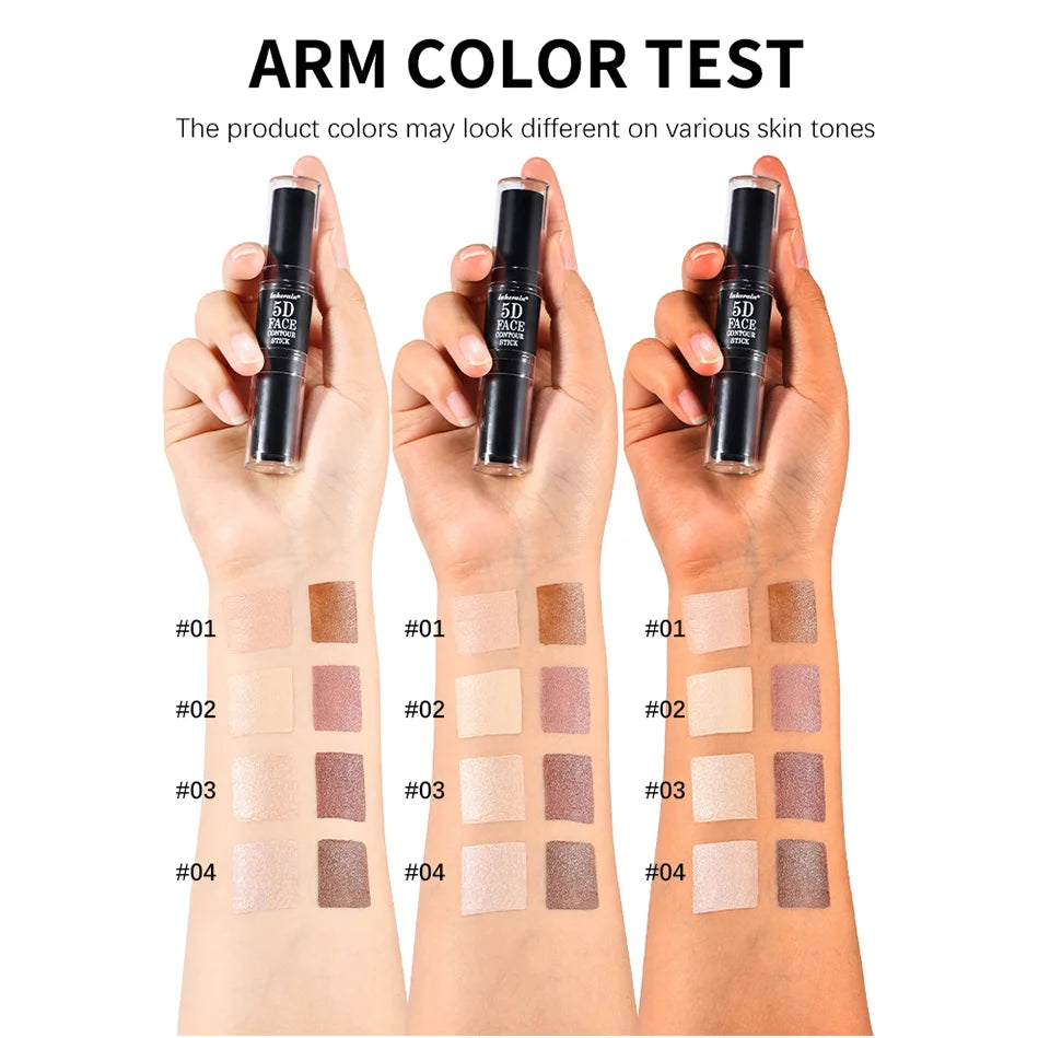 Dual Ended Face Contour Stick Highlighter Waterproof Makeup for Sculpting and Daily Beauty - 12