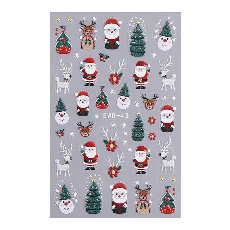 Christmas Nail Stickers Self Adhesive Art Decals for Winter Manicure Holiday Decoration