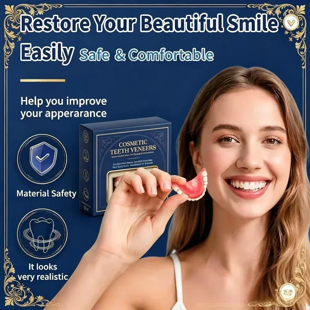 Full Mouth Denture Set Soft Silicone Reline False Teeth for Adults at Home Daily Comfort Use