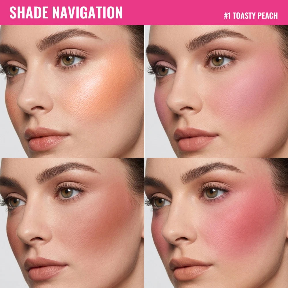 Blur Filter Blush Palette Matte Pigmented Powder for Natural Cheek Makeup and Smooth Finish