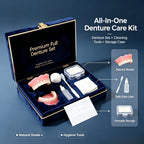 Full Mouth Denture Set Comfortable Silicone Teeth with Cleaning Tools for Daily Dental Hygiene
