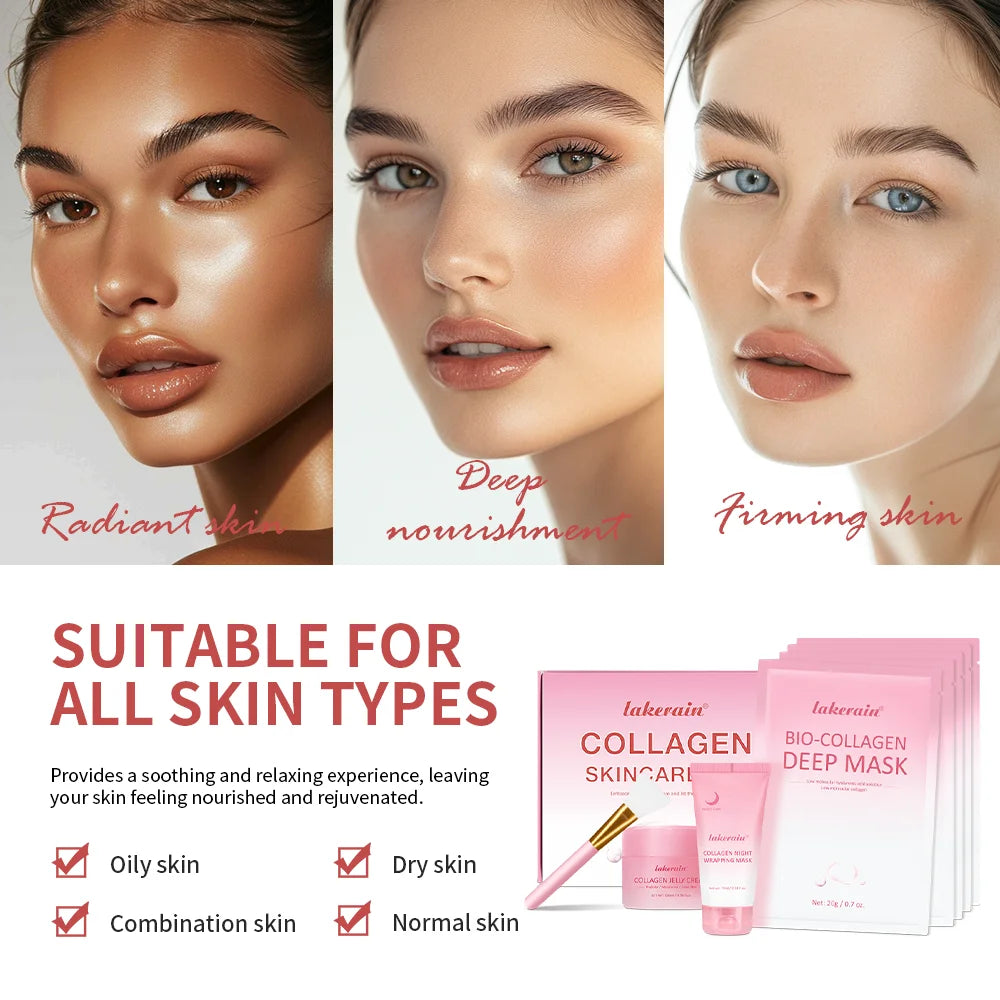 Collagen Skincare Set Deep Nourishment Repair for Radiant Skin Night and Day Routine