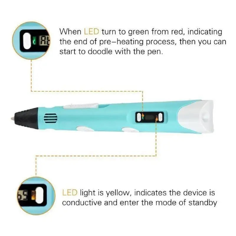 3D Printing Pen with LED Display Adjustable Temperature for Kids Creative Art and DIY Drawing - 6