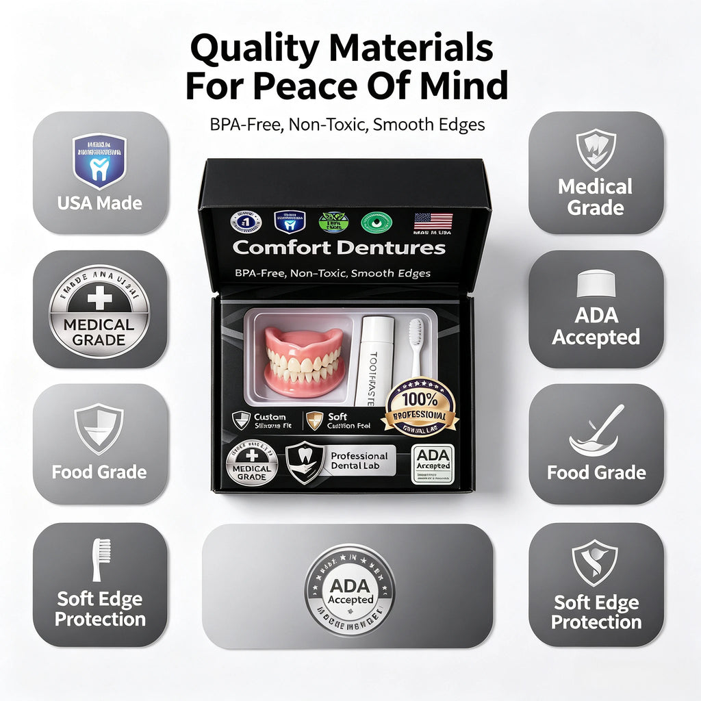 Moldable Silicone Denture Set Natural False Teeth for Instant Smile Improvement at Home Use
