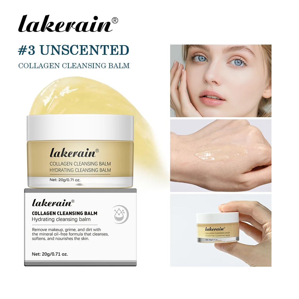 Collagen Cleansing Balm Deep Pore Makeup Remover for Daily Facial Care and Hydrated Skin Glow