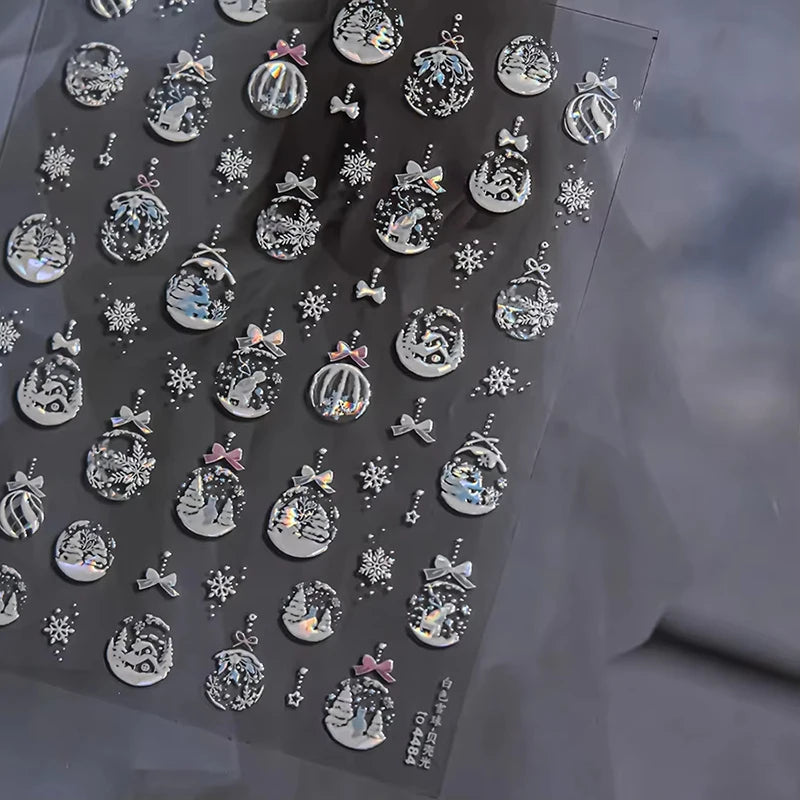 Christmas Nail Stickers Winter Decals for Salon Manicure and Home Holiday Decoration