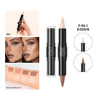 Dual Ended Face Contour Stick Highlighter Waterproof Makeup for Sculpting and Daily Beauty