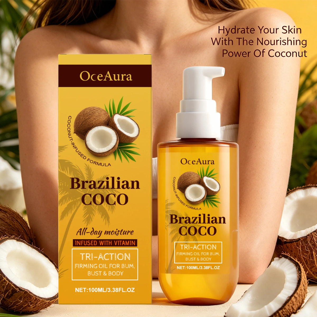 Coconut Firming Oil Skin Tightening and Hydrating Moisturizer for Women for Daily Body Care