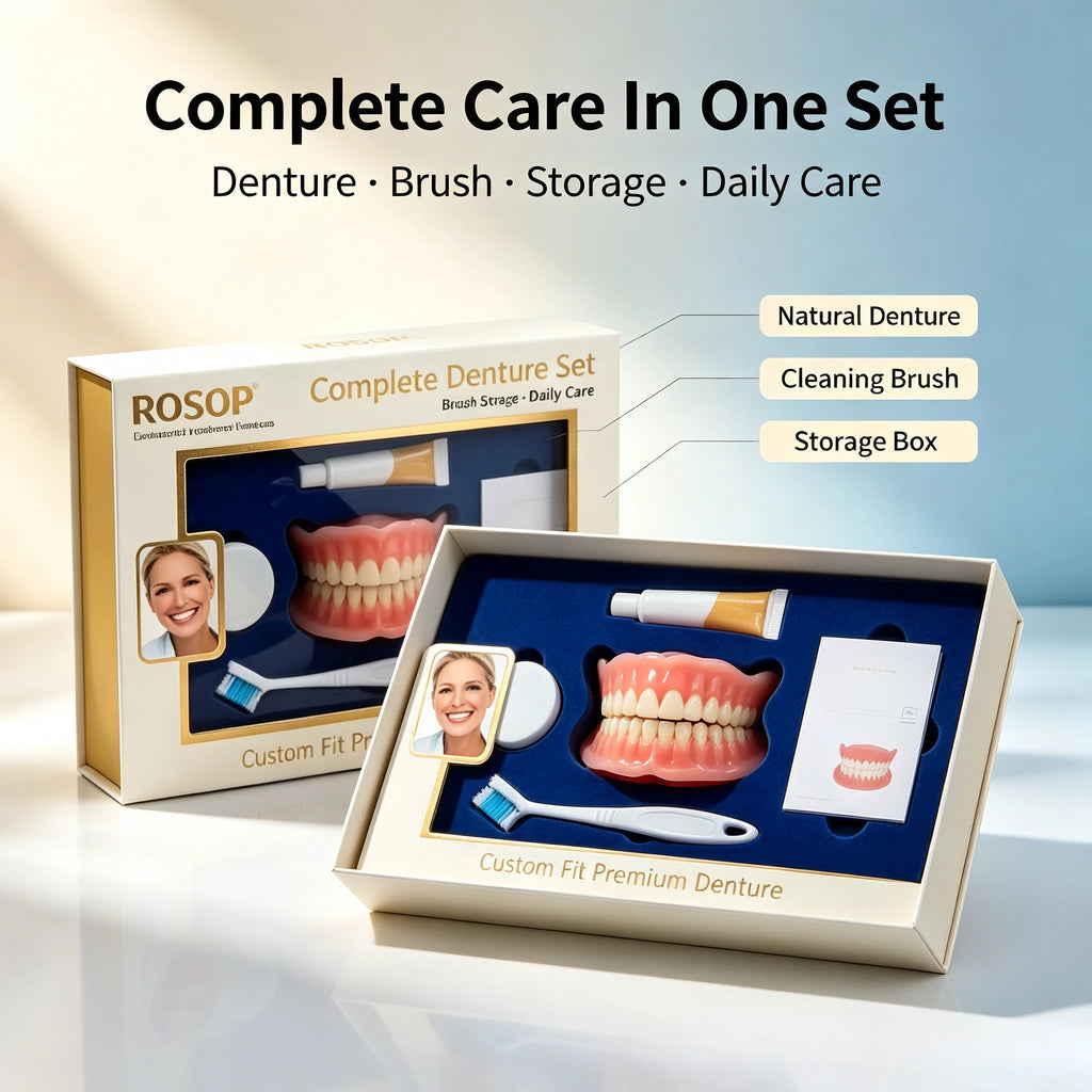 Silicone Complete Denture Set Natural Cosmetic False Teeth for Adults Daily Smile Makeover