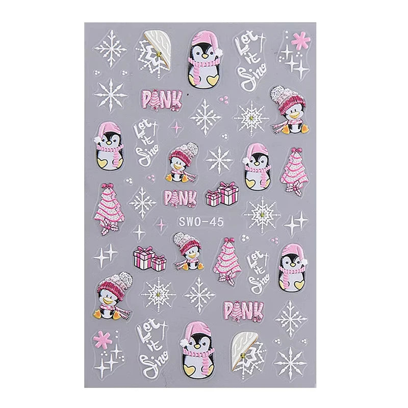 Christmas Nail Stickers Self Adhesive Art Decals for Winter Manicure Holiday Decoration