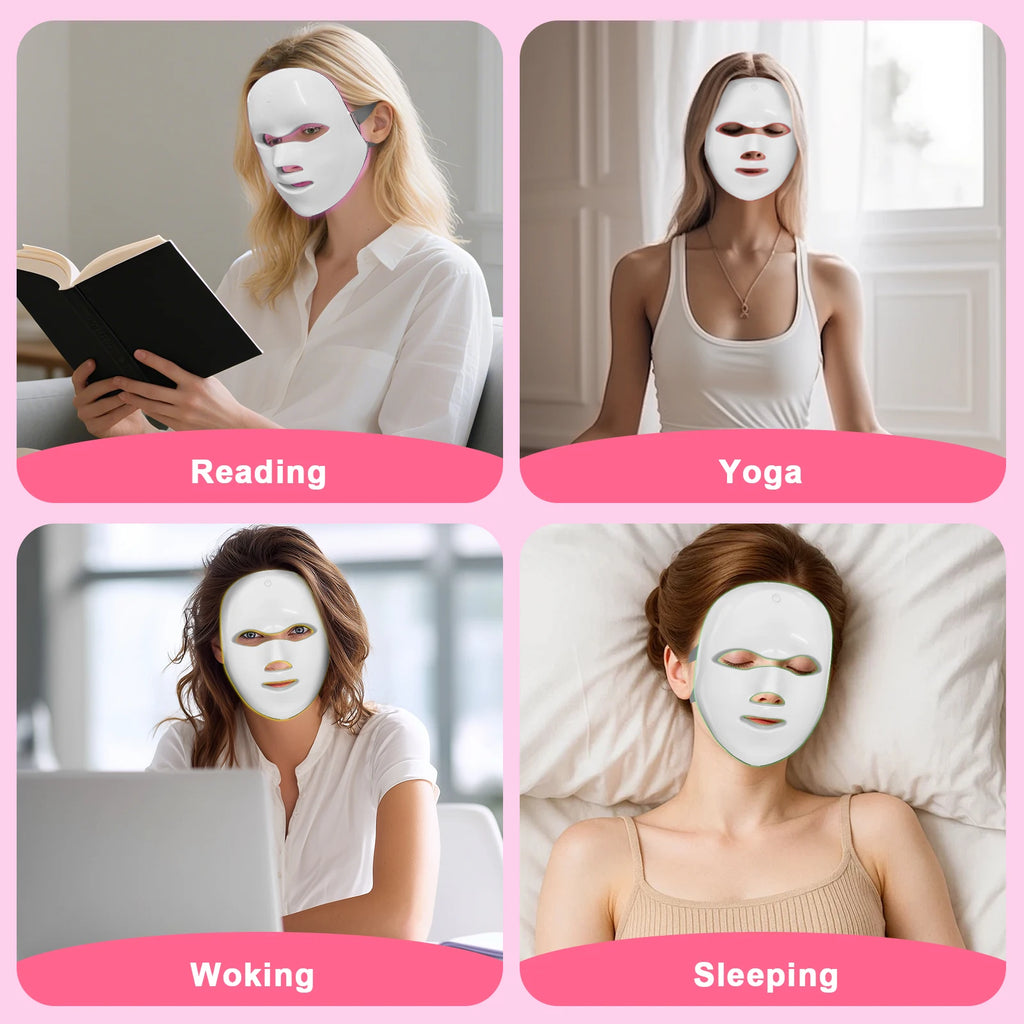 7 Color LED Photon Facial Mask Skin Rejuvenation and Anti Aging Tool for Women at Home Spa