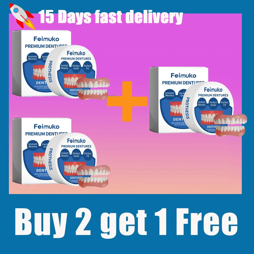 Silicone Snap On Dentures Natural Upper Lower Teeth for Instant Realistic Smile at Home - 7