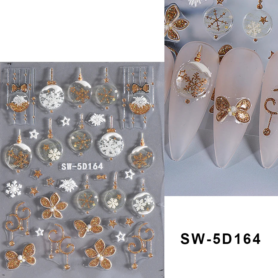 Christmas Nail Stickers Winter Decals for Salon Manicure and Home Holiday Decoration