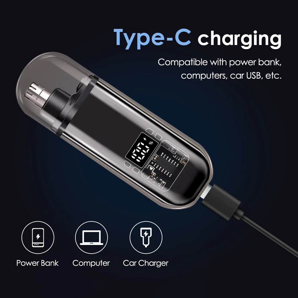 Electric Nose Hair Trimmer Painless Rechargeable Grooming Tool for Men and Women Daily Routine