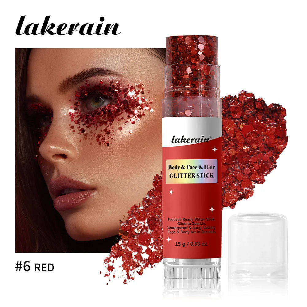 Body Glitter Stick Waterproof Shimmer Balm for Festival Party Makeup and Face Hair Glow