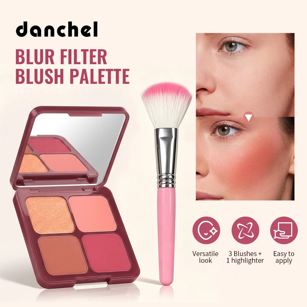 Blur Filter Blush Palette Matte Pigmented Powder for Natural Cheek Makeup Everyday Looks