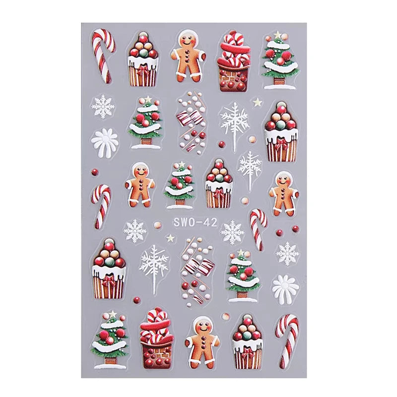 Christmas Nail Stickers Self Adhesive Art Decals for Winter Manicure Holiday Decoration