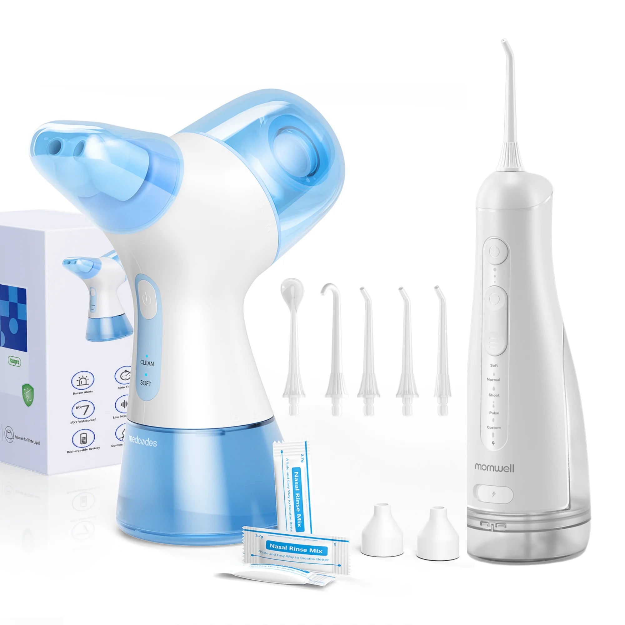 Portable Water Flosser Nasal Rinse Combo Oral Care Sinus Cleaning Kit for Home and Travel Use - 32
