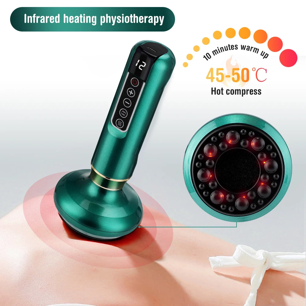 Electric Cupping Massager Scraping Tool Heated Meridian Device for Body Relaxation