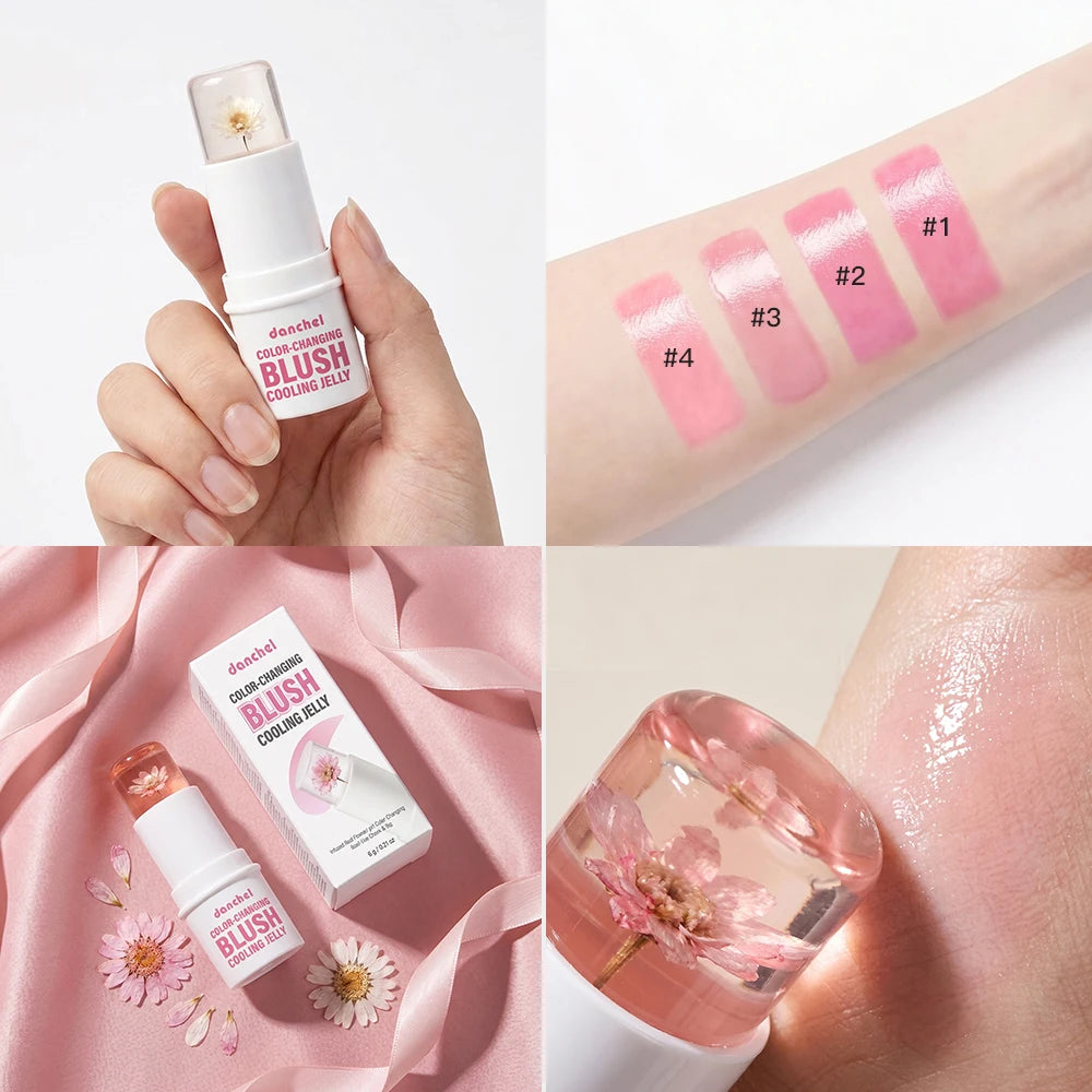 Color Changing Jelly Blush Stick pH Adaptive Hydrating Tint for Lips Cheeks and Eyes Daily
