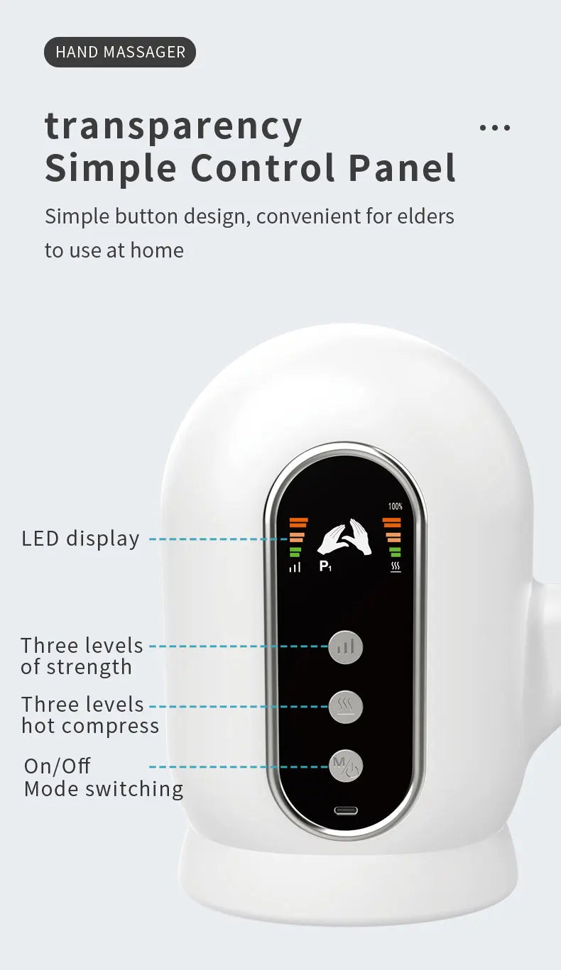 Electric Hand Massager with Airbag Compression and Heat for Office Workers at Home