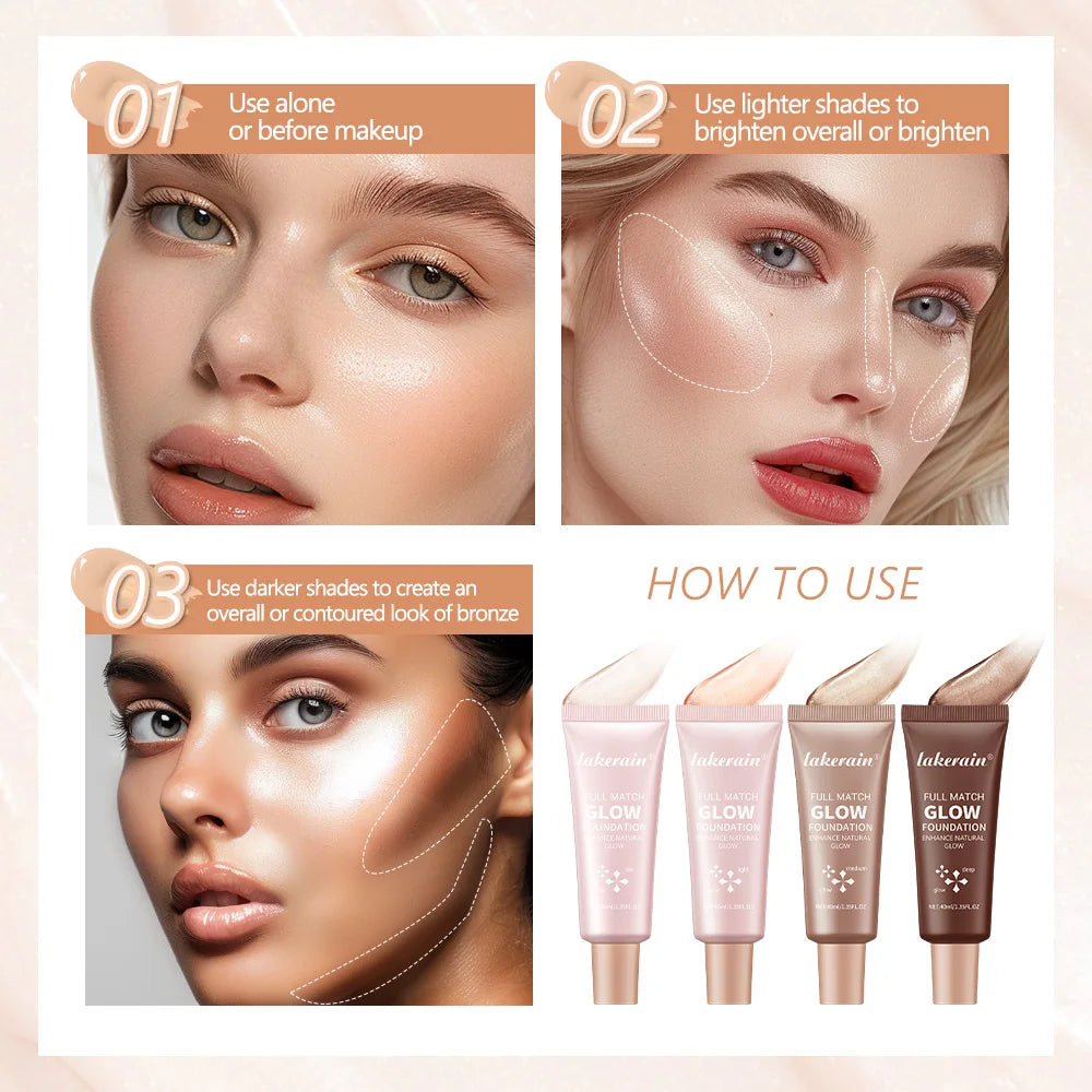Liquid Glow Foundation Moisturizing Highlighter Base for Radiant Skin and Face Body