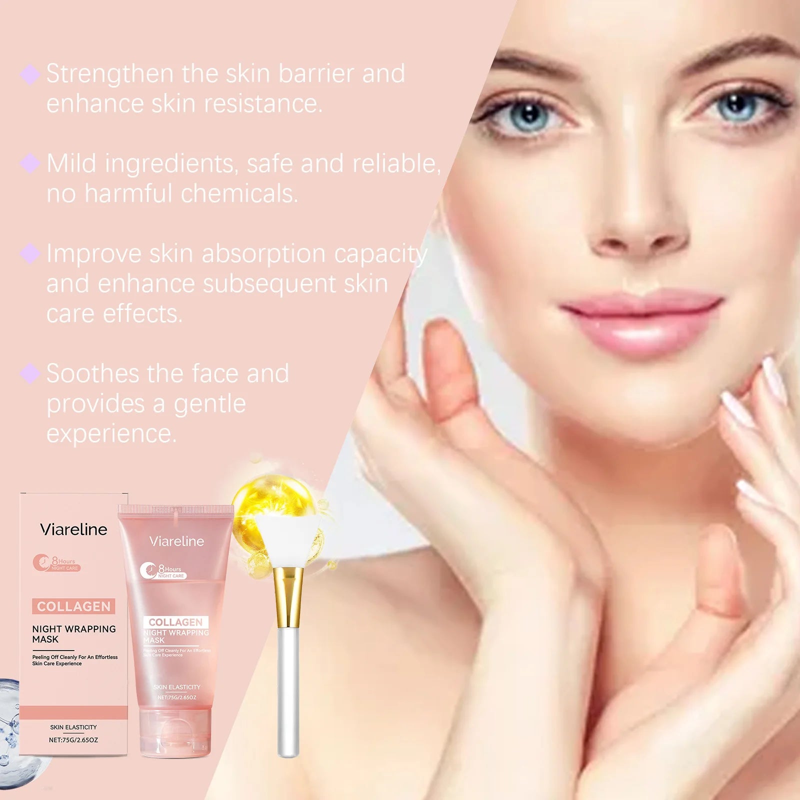 Collagen Night Wrapping Mask Firming Peel Off Treatment for Unisex Face Care - 11