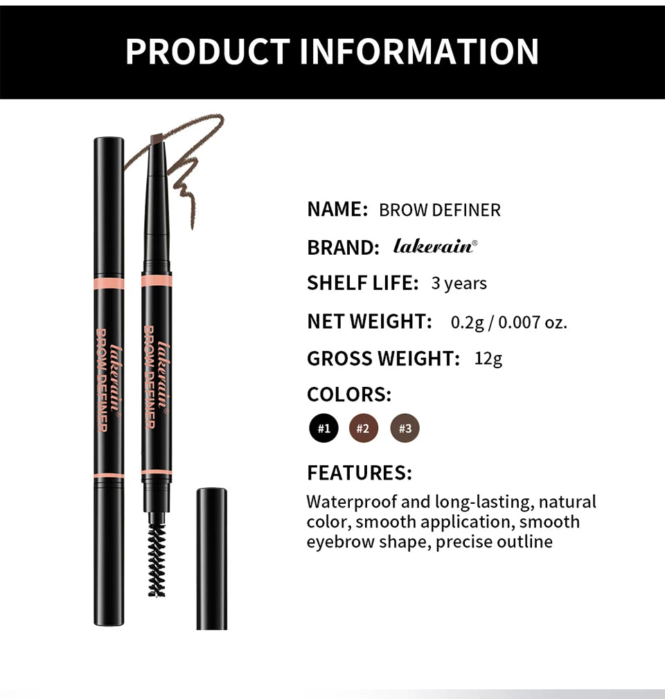 Eyebrow Pencil Waterproof Long Lasting Brow Definer for Precise Makeup Shaping and Grooming