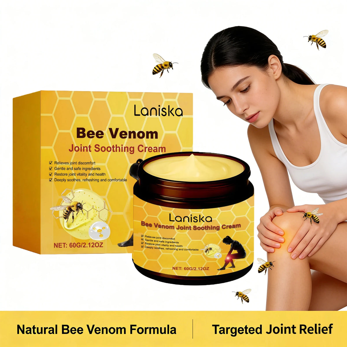 Bee Venom Joint Soothing Cream Natural Massage Balm for Body Muscles and Daily Joint Support