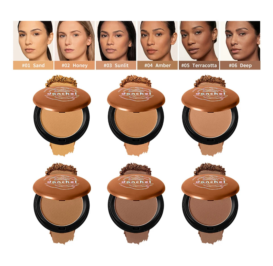 Bronze Compact Powder Oil Control Matte Finish for All Skin Types Daily Makeup Routine