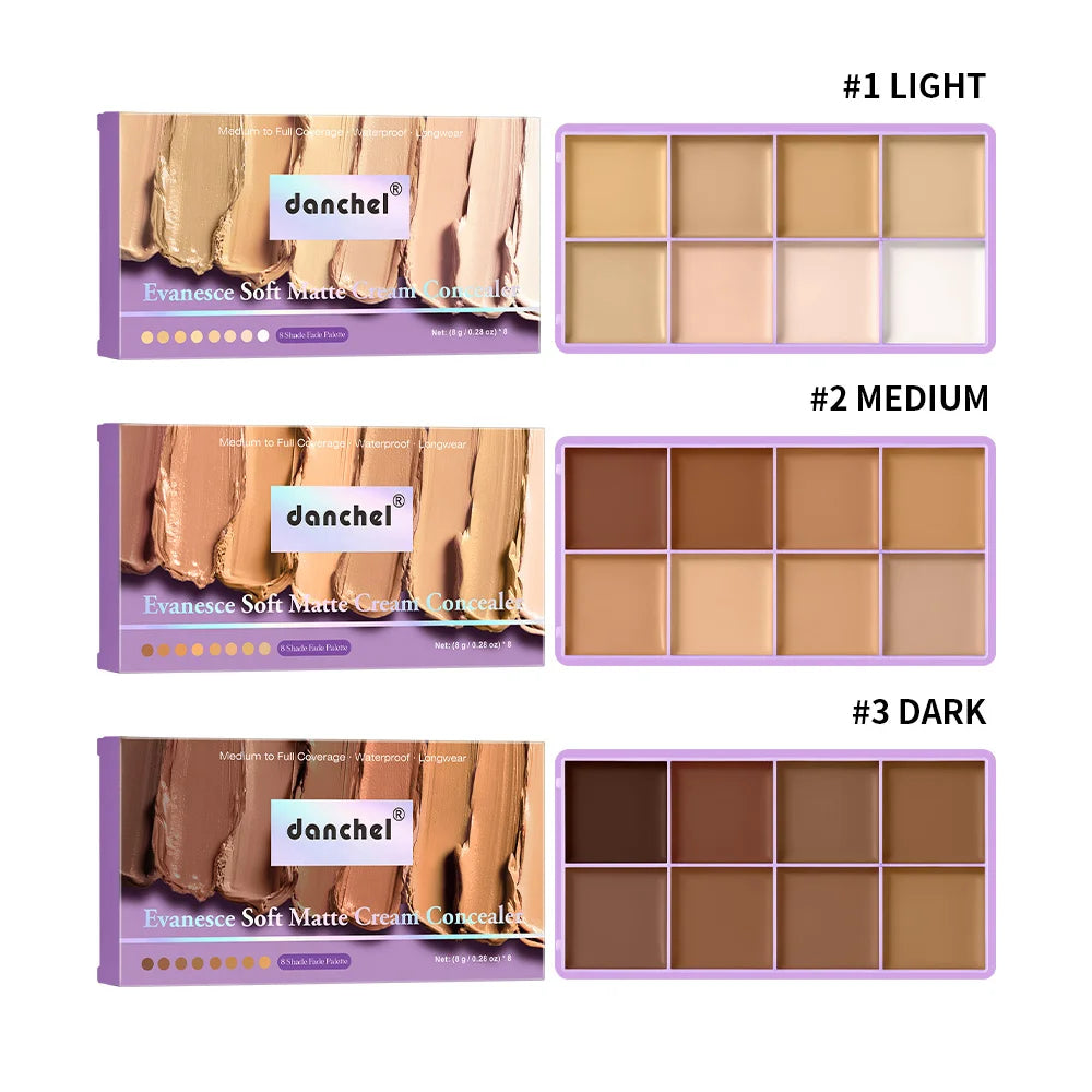 8 Shade Cream Concealer Palette Waterproof Full Coverage for Professional Makeup Artists