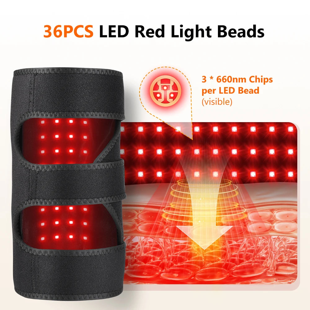 Red Light Knee Wrap Heated Brace with 36 LEDs for Joint Comfort at Home or Office Daily Use