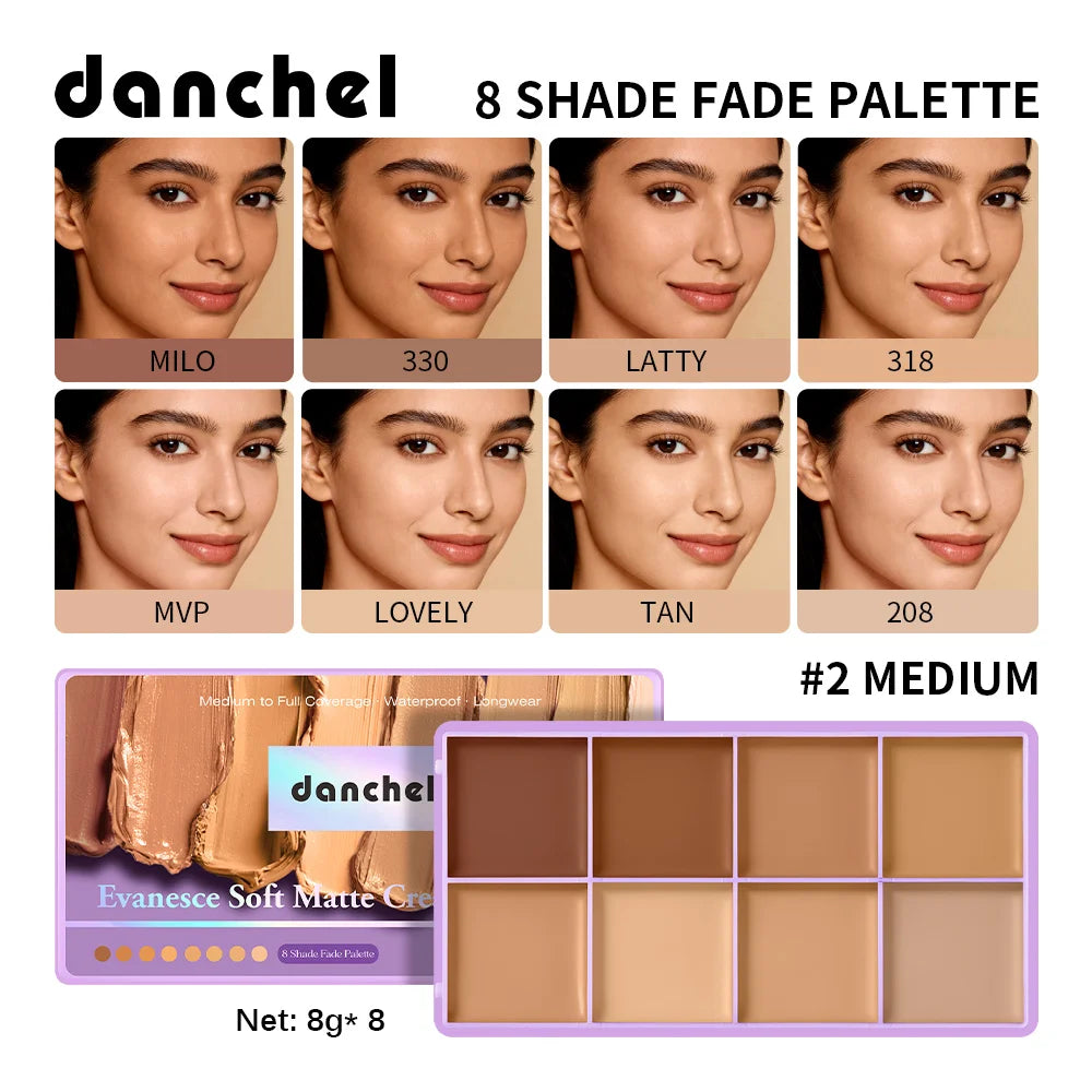 8 Shade Cream Concealer Palette Waterproof Full Coverage for Professional Makeup Artists - 24
