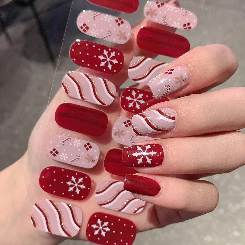 Christmas Nail Art Stickers Holiday Snowflake Decals for Women during Winter
