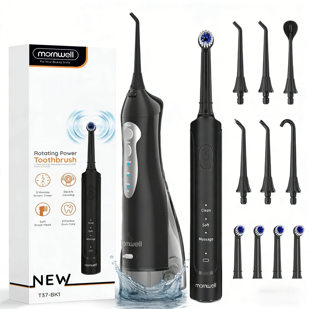 Electric Toothbrush Water Flosser Combo Rechargeable Oral Irrigator for Adults
