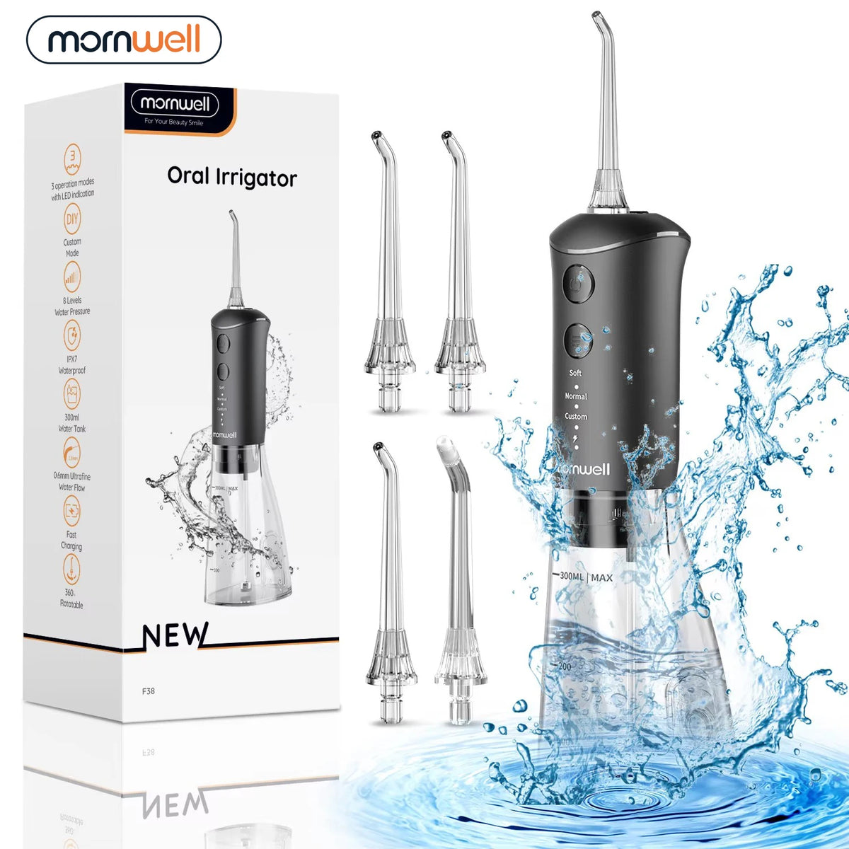 Water Flosser Teeth Cleaner Rechargeable Oral Irrigator for Adults at Home or Travel