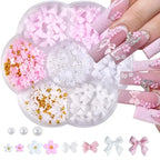Acrylic Nail Art Charms with Bowknot Flowers for Manicure Design at Home Professional Salon